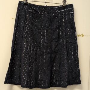 Ann Taylor Navy Eyelet A-Line Skirt